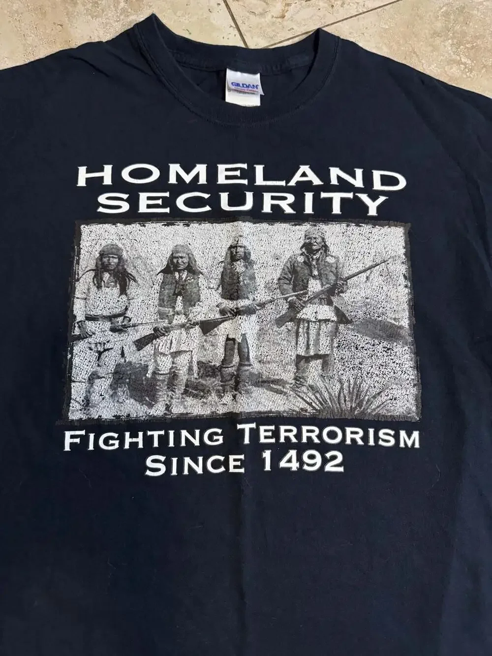 Homeland Security Fighting Terrorism Since 1492 Native American Graphic T-Shirt